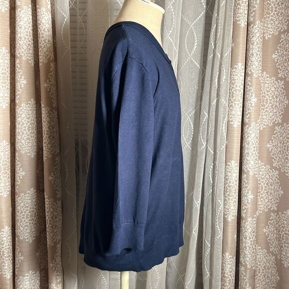 Ellen Tracy navy Button Down Sweater w/ 3/4 sleeves size xl - Picture 4 of 7